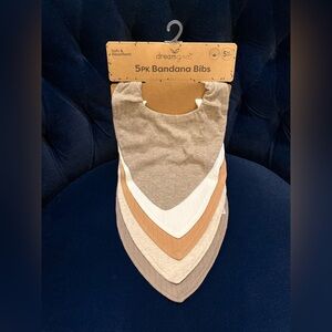 NWT Dreamgro 5-Pack Bandana Bibs - Brown, Cream, Tan neutral tones